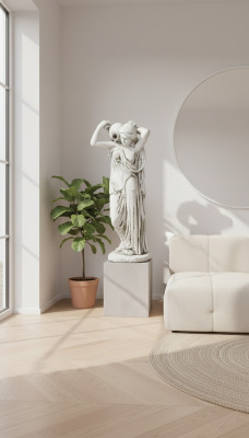Figure de jardin "Mme Fontaine" 76cm figurine de bassin en pierre moulée