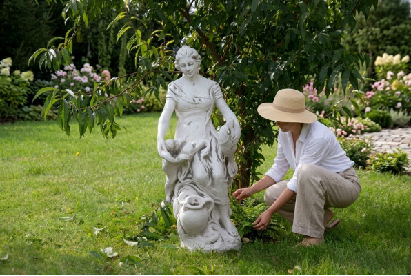 Décoration Figure Femme Jardin Designer Figures Sculpture Sculptures Blanches