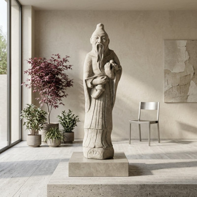 Chinois Statue de la figure de Confucius Figures Sculpture Jardin