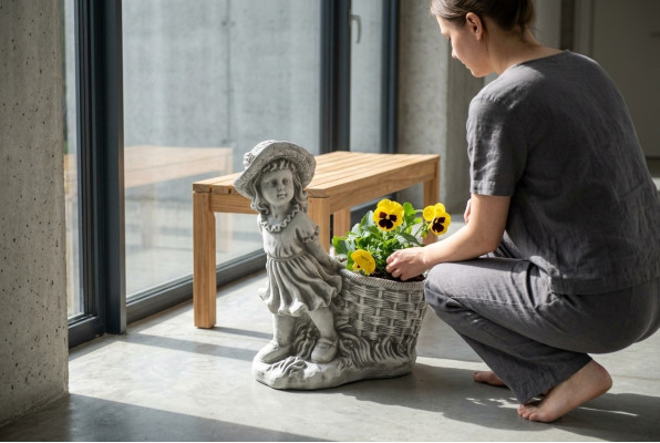 40 cm sculpture décorative figure design statue jardin statues gris nature statues