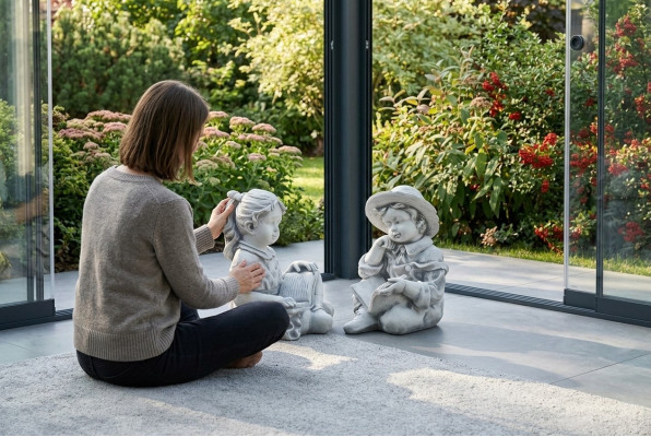 Garçon 44cm Figur Statue Figure Sculpture Statues Jardin