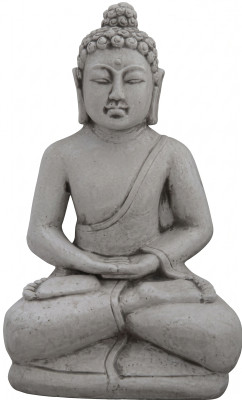 Sculpture de Bouddha en effet pierre. Grande sculpture décorative pour une figure de jardin.