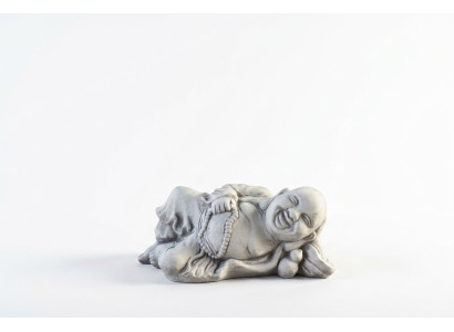 Figure Bouddha sculpture en pierre effet. Grande sculpture pour la décoration de jardin