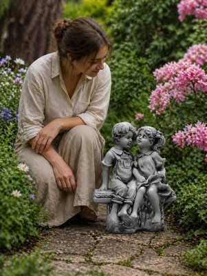40 cm de sculpture décorative figurine design statue grise statues de jardin figures nature