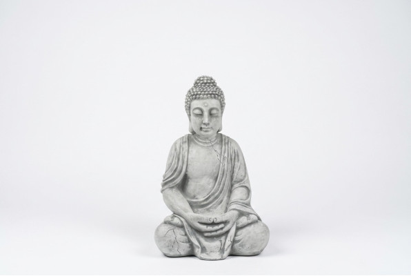 Sculpture de Bouddha en effet pierre. Grande sculpture pour jardin décoratif.