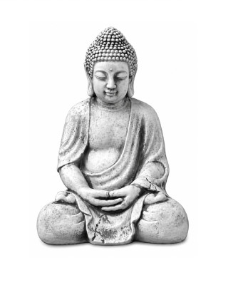 Figure sculpture de Bouddha en effet pierre. Grande sculpture décorative pour jardin.