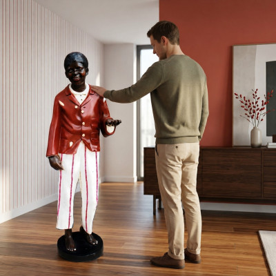Conception Figure Noire Statue Sculpture Figurines Sculptures Décoration Décoration