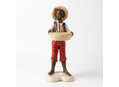 Design Garçon avec Panière Figure Statue Sculpture Figurines Sculptures Décoration 7087