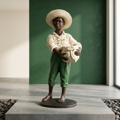 Garçon design avec sac Figurine Statue Sculpture Figures Sculptures Décoration 7088