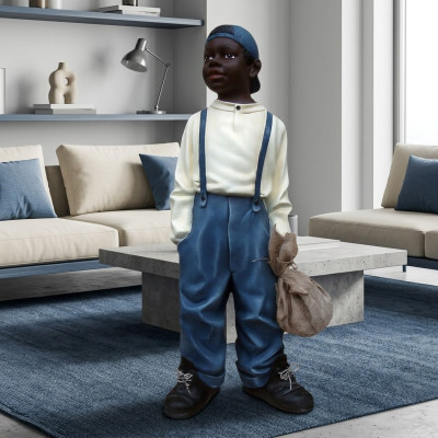 Garçon design avec sac II Figurine Statue Sculpture Figurines Sculptures Décoration 7089