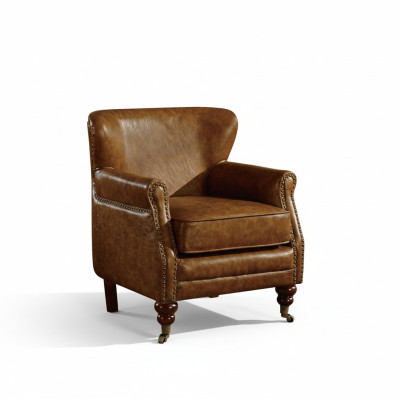 Chesterfield fauteuil à oreilles marron en cuir, ensemble canapé fauteuil en cuir, canapé en cuir neuf
