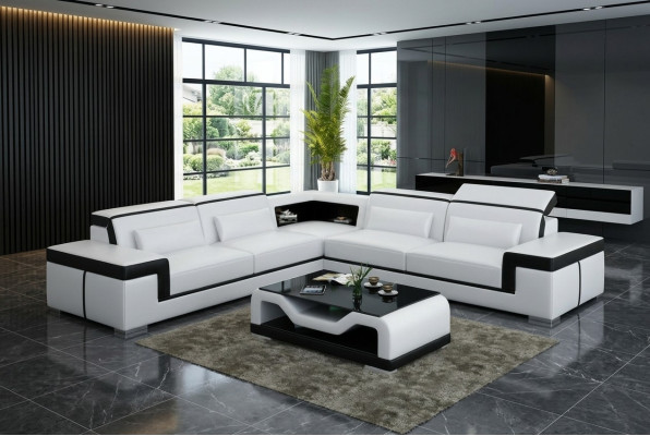 Canapé en cuir Canapé Paysage vivant Canapé d'angle Suite d'angle Design Canapé moderne G8020B
