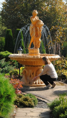 Fontaine de jardin Bassin de fontaine de jardin 155cm Fontaine en pierre Fontaine de jardin Fontaine Nouvelle
