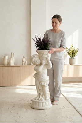 Figure Statue avec Fleurs Vase Boîte Statues Figures Sculpture Jardin