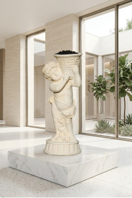 Figure Statue avec Fleurs Vase Boîte Statues Figures Sculpture Jardin