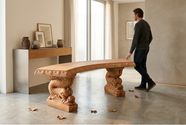 Banc Siège Mobilier Patio Jardin Coin Tranquille Siège en Béton Tabouret Romain
