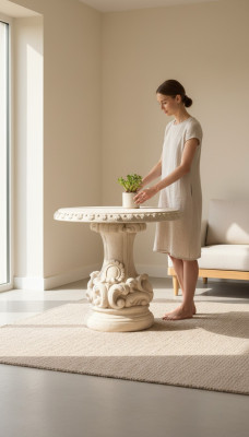 Tables Roman Style Garden Stone Table Round Patio Furniture Garden Furniture Decoration  ``` Tables de jardin de style romain Table ronde en pierre Mobilier de patio Mobilier de jardin Décoration ```