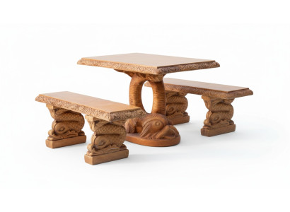 Meubles de style jardin antique Tables en pierre rustique Table en forme de poisson Patio PROSTY