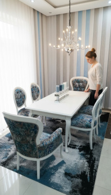 Table à manger designer Sièges Fauteuils Chaise Ensemble Table + 6 Chaises Set