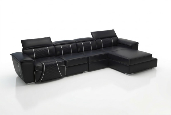 Canapé en cuir Canapé en cuir Canapé Designer Canapé en cuir Canapé en L Canapé G8048C Noir