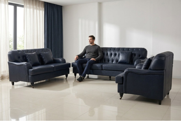 Canapé Chesterfield. Ensembles de canapés en cuir. Élégant luxe salon design moderne.
