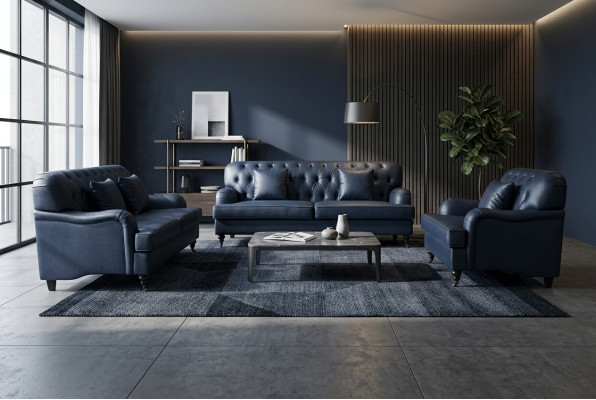 Canapé Chesterfield. Ensembles de canapés en cuir. Élégant luxe salon design moderne.