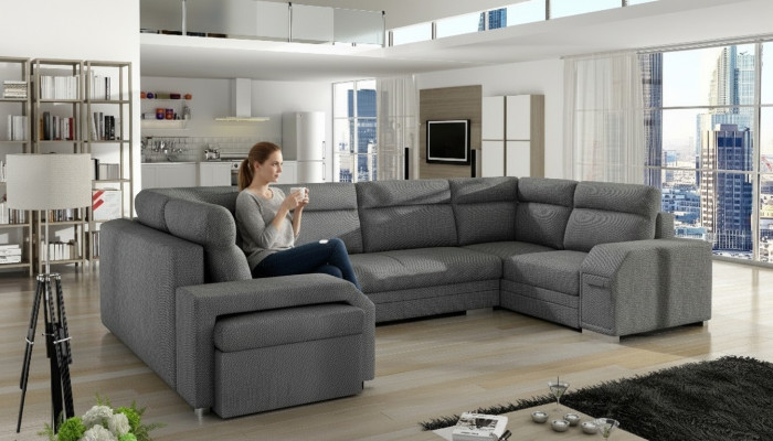 XXL Canapé d'angle de paysage vivant Canapé Canapé Rembourrage Suite Designer U-forme d'angle nouveau
