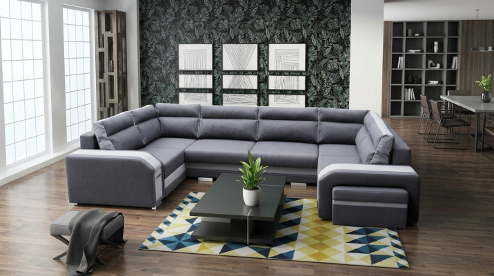 XXL paysage vivant Canapé d'angle Canapé Sofa Rembourrage Suite Coin Designer U-forme nouveau
