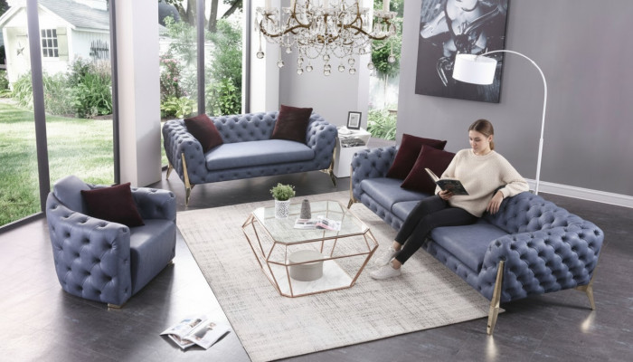 Canapé de luxe de haute qualité Ensembles de Chesterfield 3 + 2 + 1 Siège rembourré Canapé