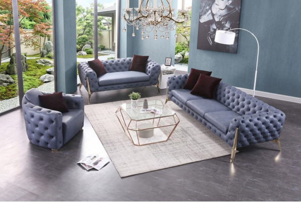 Canapé de luxe de haute qualité Ensembles de Chesterfield 3 + 2 + 1 Siège rembourré Canapé