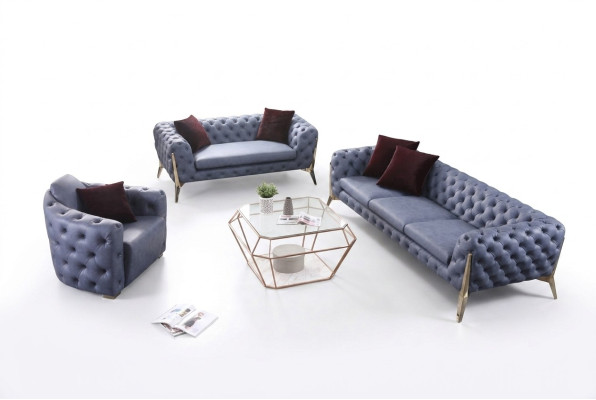 Canapé de luxe de haute qualité Ensembles de Chesterfield 3 + 2 + 1 Siège rembourré Canapé