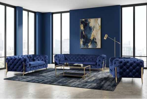 Canapé de luxe de haute qualité, siège rembourré 3+2+1 suite Chesterfield décoratif