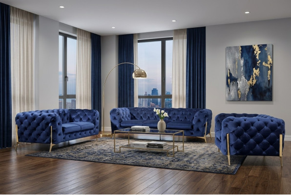Luxueux canapé en tissu textile Rembourrage siège 3+1 Ensemble Chesterfield.