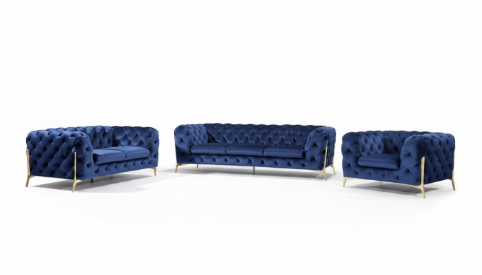 Luxueux canapé en tissu textile Rembourrage siège 3+1 Ensemble Chesterfield.