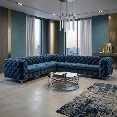 Coin de velours Canapé d'angle de luxe Chesterfield Rembourrage Coin Canapés Siège Canapés
