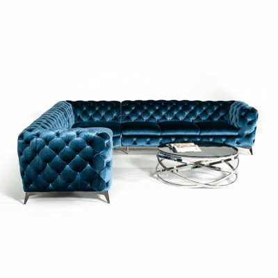 Coin de velours Canapé d'angle de luxe Chesterfield Rembourrage Coin Canapés Siège Canapés