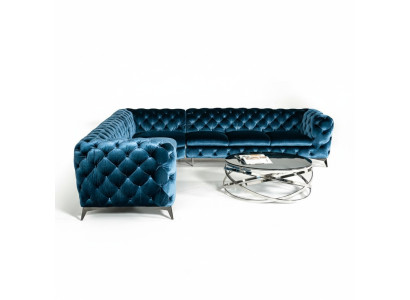 Coin de velours Canapé d'angle de luxe Chesterfield Rembourrage Coin Canapés Siège Canapés