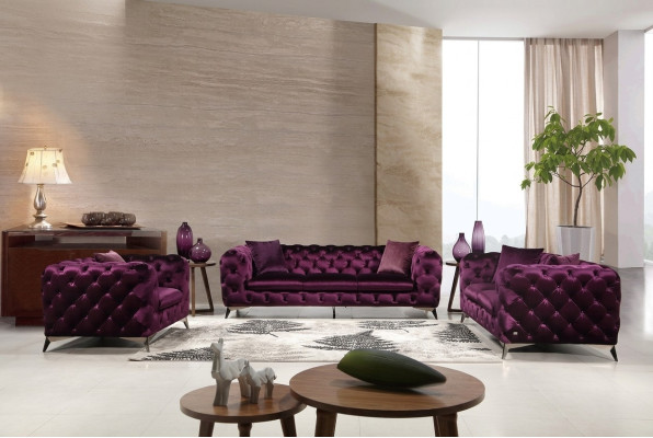 Luxueux tissu textile canapé canapé rembourrage siège 3+1 ensemble Chesterfield suites