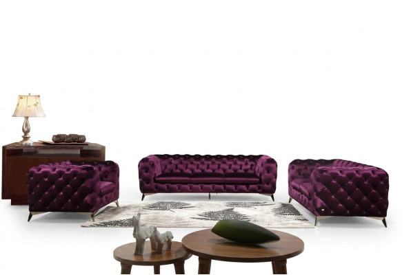 Luxueux tissu textile canapé canapé rembourrage siège 3+1 ensemble Chesterfield suites
