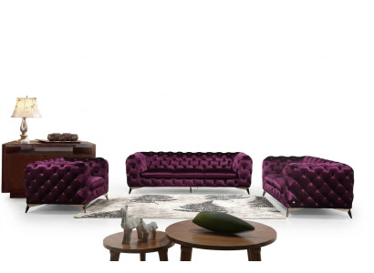 Luxueux tissu textile canapé canapé rembourrage siège 3+1 ensemble Chesterfield suites