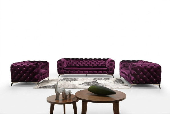 Canapé de luxe de haute qualité, siège rembourré, ensemble de 3+2 places Chesterfield.