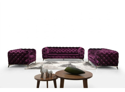 Canapé de luxe de haute qualité, siège rembourré, ensemble de 3+2 places Chesterfield.