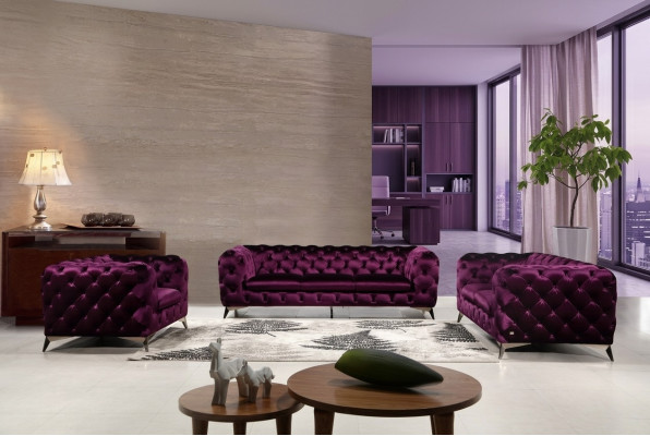 XXL Grand canapé Chesterfield 3 places en tissu textile