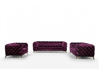 XXL Grand canapé Chesterfield 3 places en tissu textile