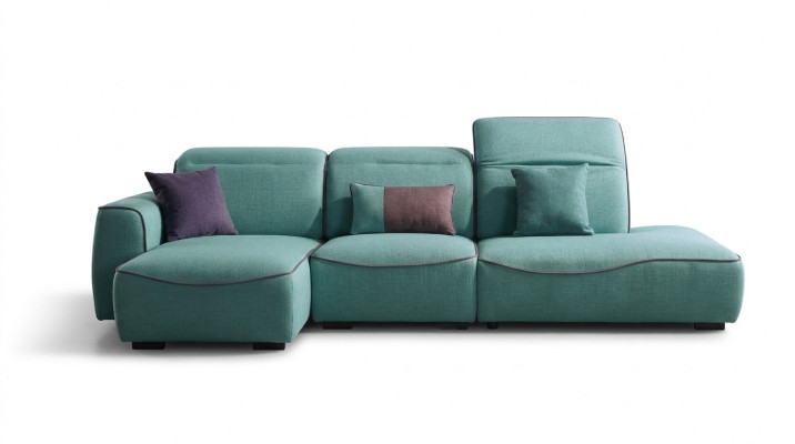 Canapé d'angle avec assise en tissu de style italien, canapé d'angle, canapés d'angle en tissu.