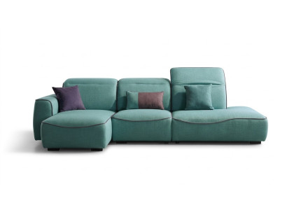 Canapé d'angle avec assise en tissu de style italien, canapé d'angle, canapés d'angle en tissu.