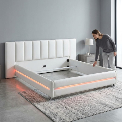 Conception de lit en cuir double luxe mariage moderne cadre de chambre de sommeil d'hôtel