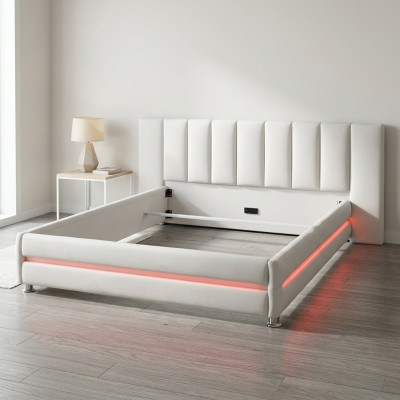 Conception de lit en cuir double luxe mariage moderne cadre de chambre de sommeil d'hôtel