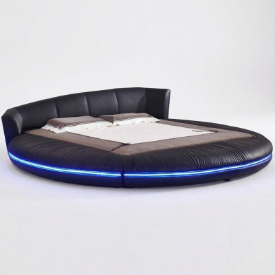 Lits design ronds Lits ronds en cuir Lit rond Double Cadre d'hôtel de luxe Dormir instantanément
