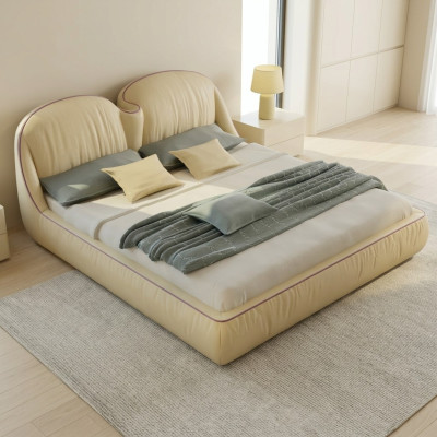 Lits design Lit en cuir Double Luxe Mariage Moderne Cadre Hôtel Sommeil